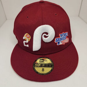 Philadelphia Phillies Hat 8 Fitted New Era 2 Time World Series Patch RARE 80 08
